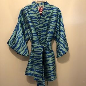 La Vie Style House blue zebra print kimono jacket